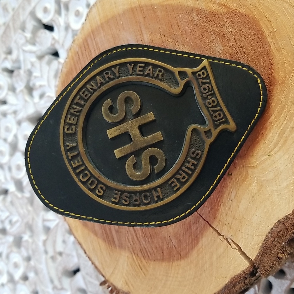 Vintage Brass Shire Horse Society Centenary Year 1878-1978 on Leather
